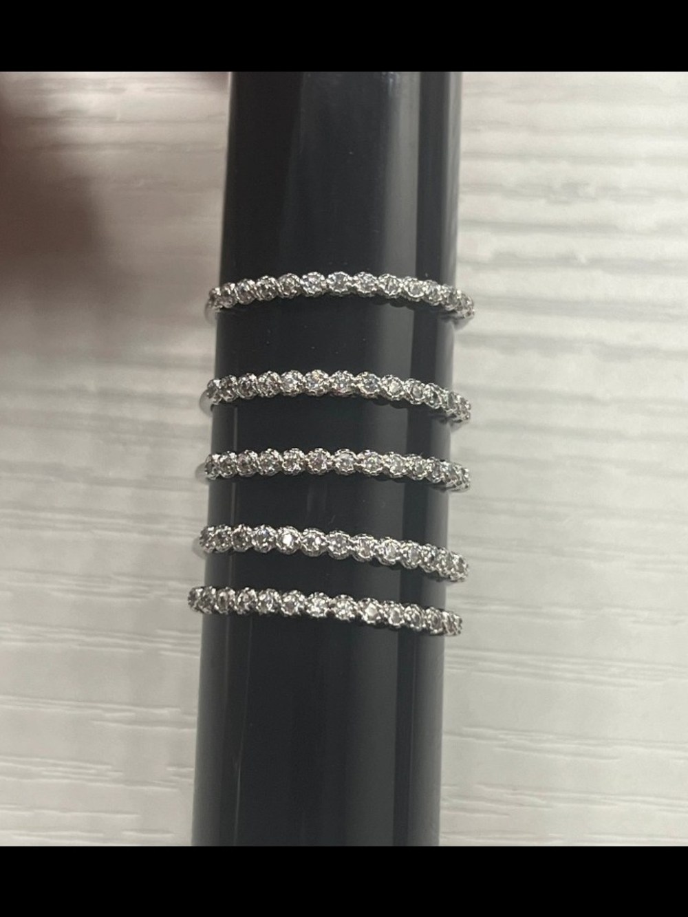 Classic Sterling Silver Stackable Eternity Band - Sparkling White